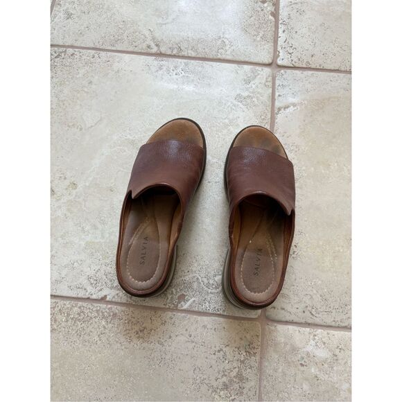 Salvia Brown Leather Sandals, size 40 - Picture 1 of 8